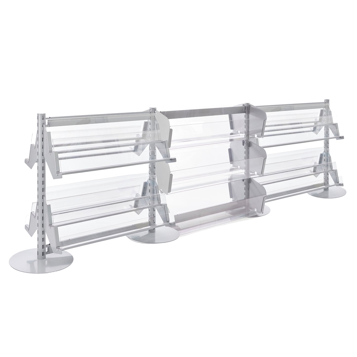 3 x In-Queue Merchandising Bays with Magazine Shelves and Bins