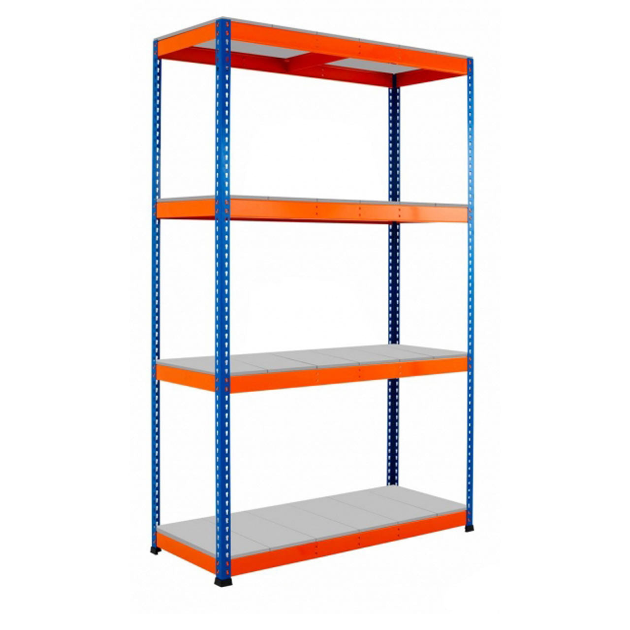 Blue & Orange Heavy Duty Warehouse Shelving Unit With Steel Shelves - Up to 330Kg UDL Per Shelf - 2440mm High