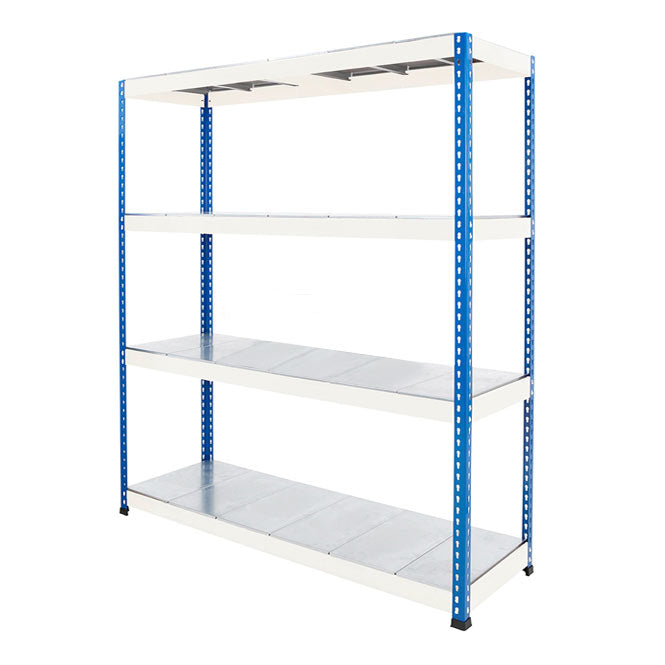 Blue & Grey Heavy Duty Warehouse Shelving With Steel Shelves - Up to 800Kg UDL Per Shelf - 1980mm High, 1525mm Wide