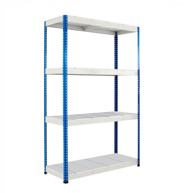Blue & Grey Heavy Duty Warehouse Shelving With Steel Shelves - Up to 610Kg UDL Per Shelf - 2440mm High, 1830mm Wide