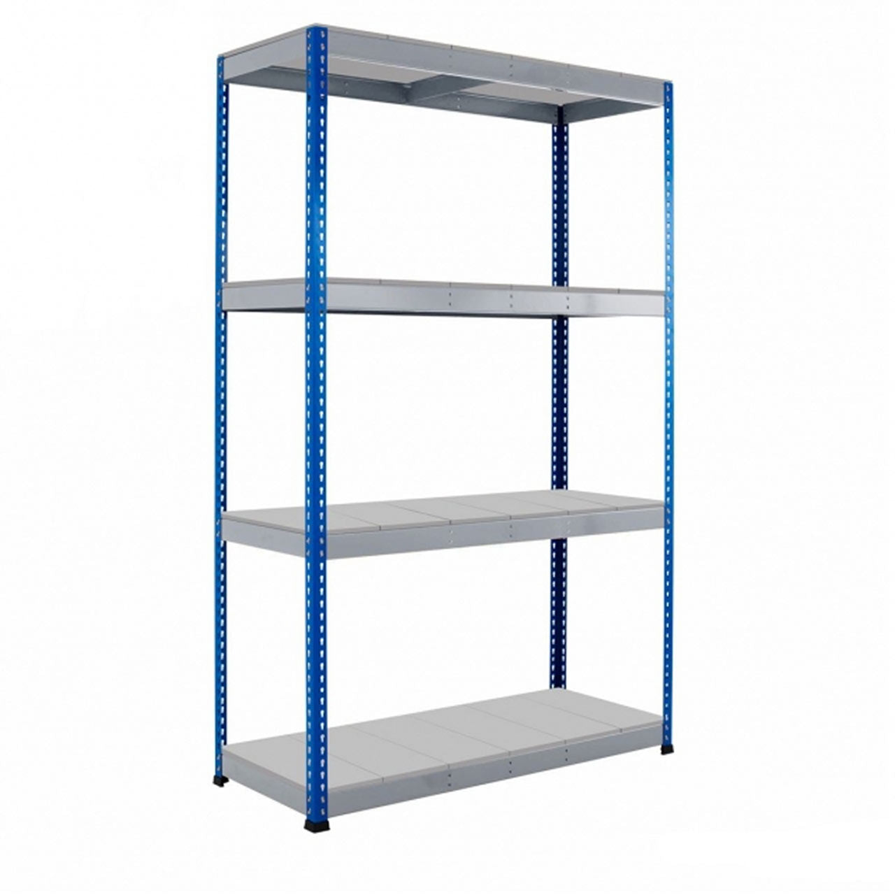 Blue & Grey Heavy Duty Warehouse Shelving Unit With Steel Shelves - Up to 580Kg UDL Per Shelf - 2440mm High