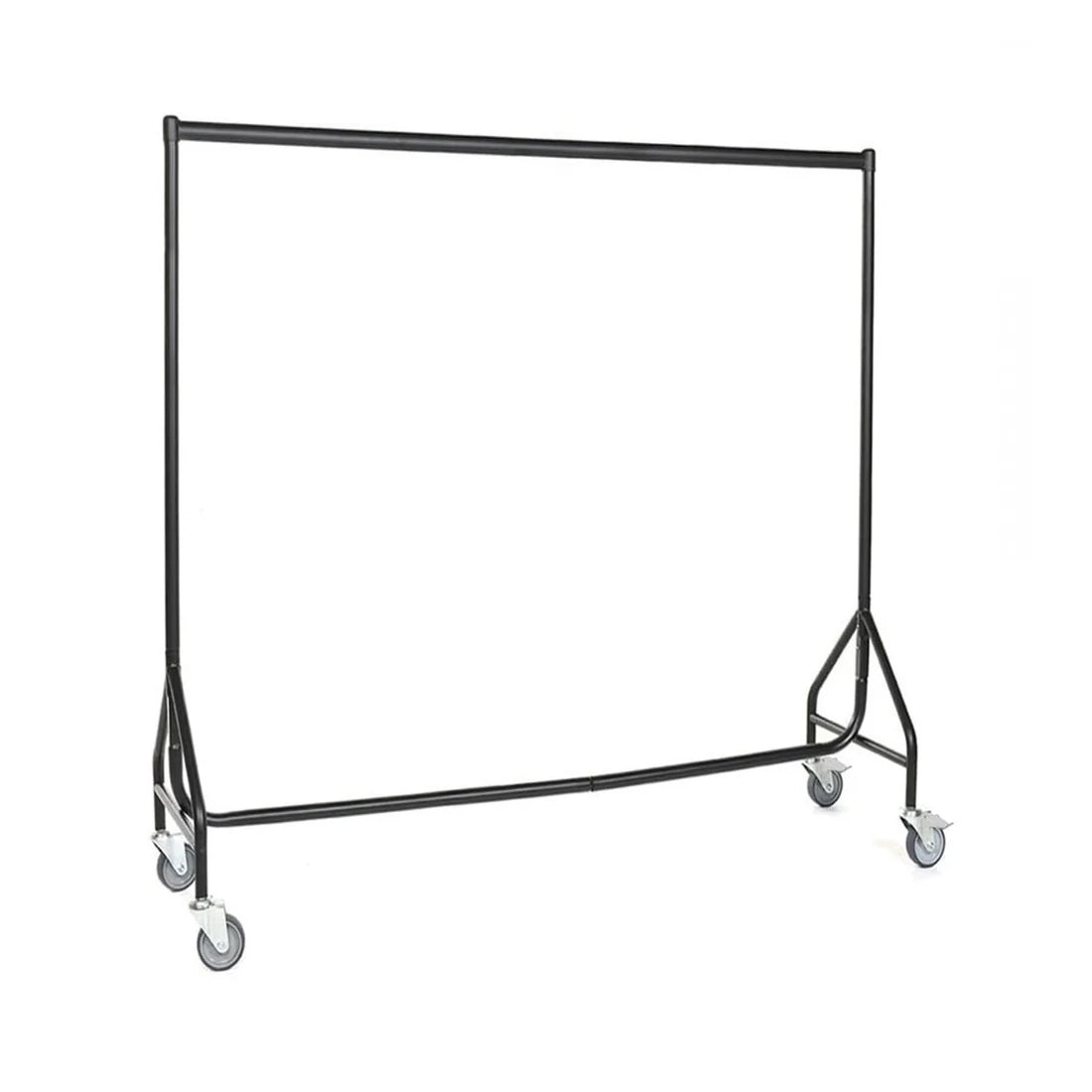 Reinforced Black Heavy-Duty Clothes Rail With 2 Braked and 2 Unbraked Heavy Duty Wheels