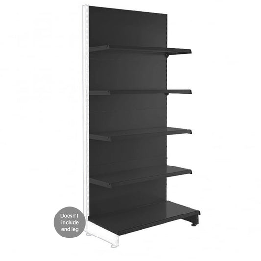 Black Retail Shelving Modular Wall Unit Extension Bay - H1800mm, 4 x 370mm Shelves