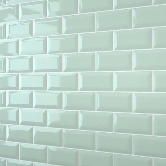 Glass Green Bevel Metro Wall Panel