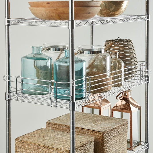 Chrome Shelf Edge for Chrome Wire Shelving - H140mm