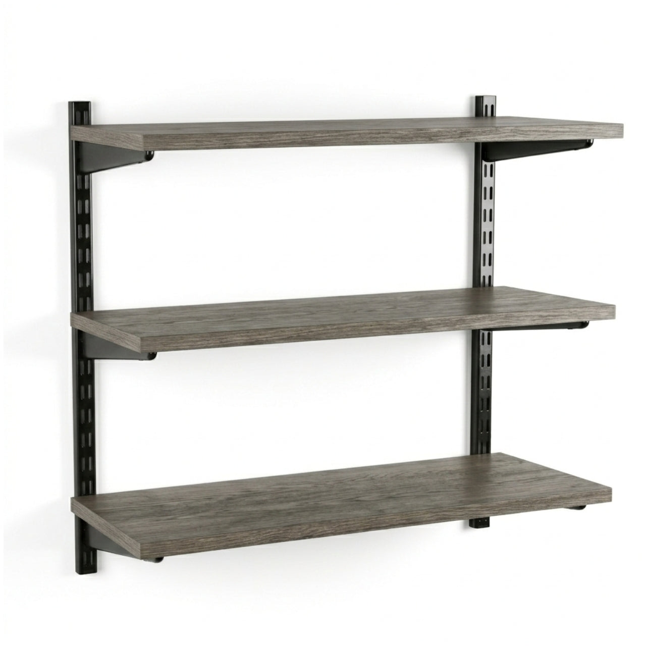 Black & Eternity Oak Twin Slot Shelving Kit - H1000mm - 3 Shelves