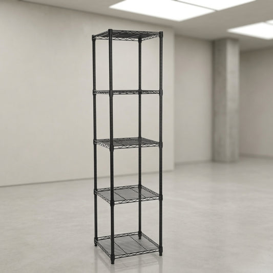 5 Tier Square Black Wire Shelving Unit - W450 x D450mm
