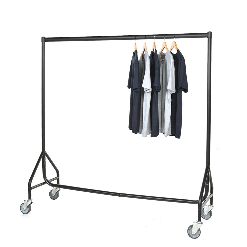 Reinforced Black Heavy-Duty Clothes Rail With Heavy Duty Wheels