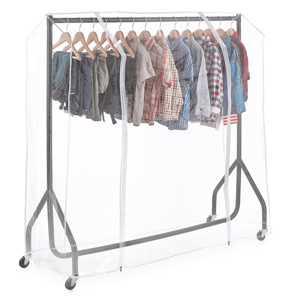 Black Children's Heavy-Duty Clothes Rail With Clear Cover