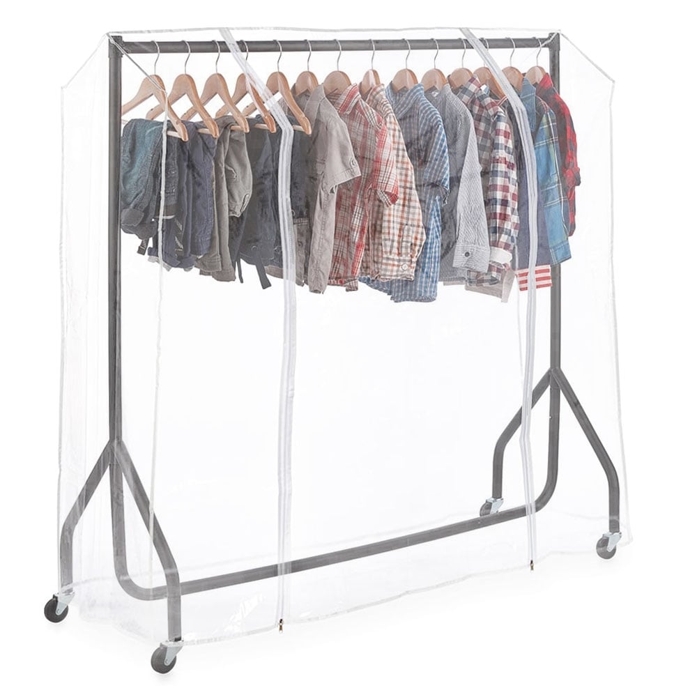 Black Children's Heavy-Duty Clothes Rail With Clear Cover