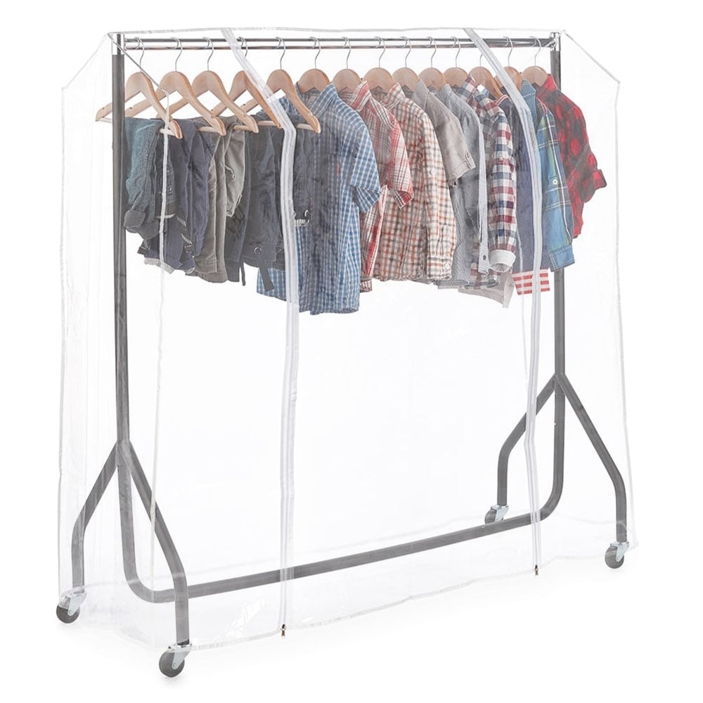 Black & Chrome Children's Heavy-Duty Clothes Rail With Clear Cover