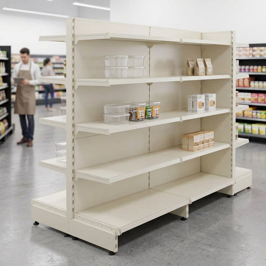 Jura White Retail Shelving Modular Gondola Unit - 8 x 370mm Shelves - H1400mm