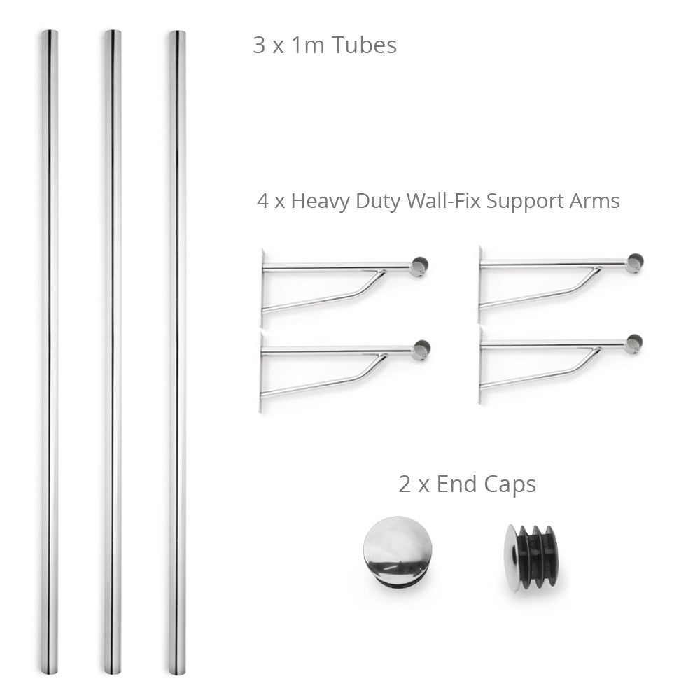 3m Heavy Duty Wall-Mounted Hanging Clothes Rail