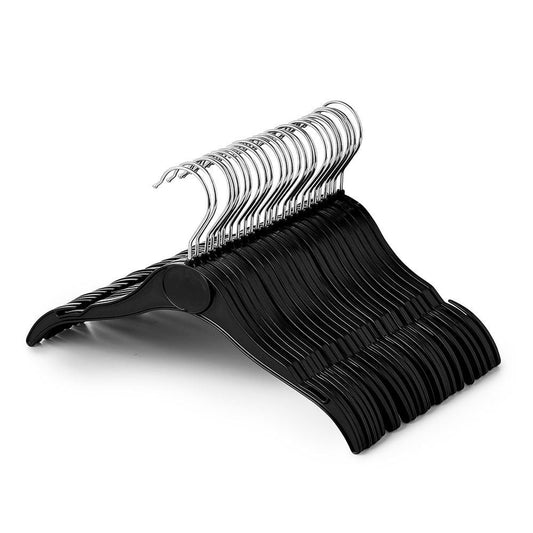 Black Plastic Children's Clothes Hangers with Shoulder Notches - 30cm