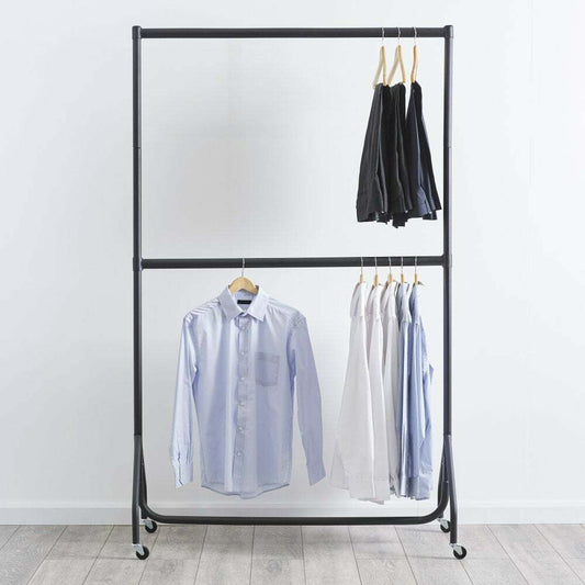 2 x 2 Tier Black 6ft Heavy-Duty Clothes Rails