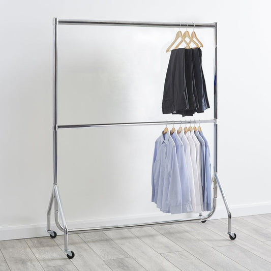 2-Tier Chrome Heavy-Duty Clothes Rail - 3ft