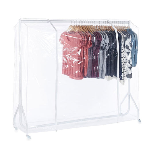 Gloss White Heavy-Duty Clothes Rail With Clear Cover