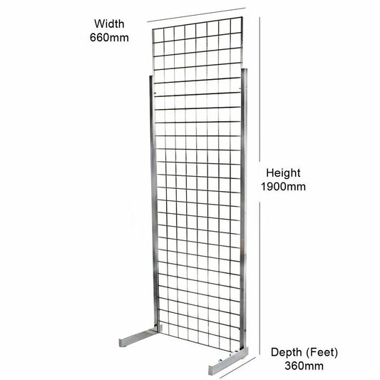 Chrome 6ft Grid Mesh Heavy-Duty Single Sided Stand
