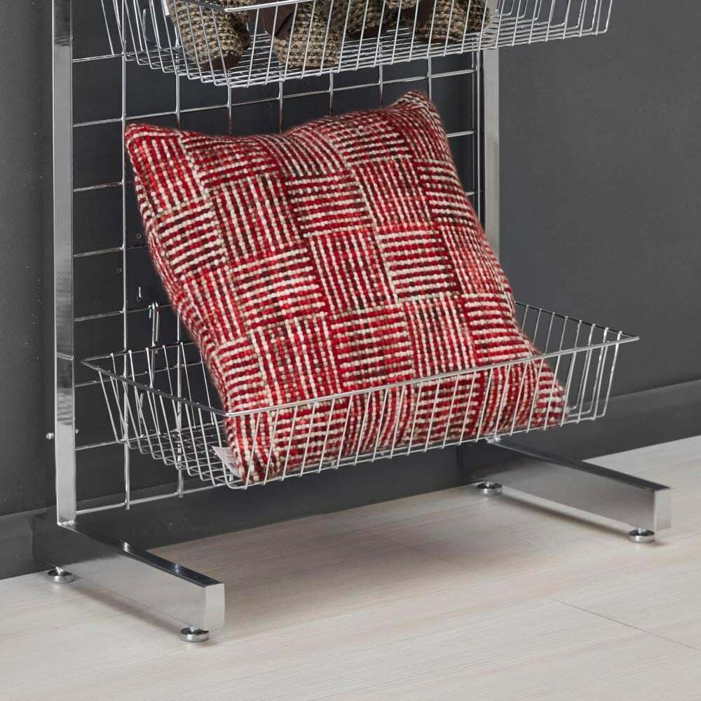 6ft Single-Sided Grid Mesh Display Bundle With 4 x Wire Baskets, 4 x Euro Hooks