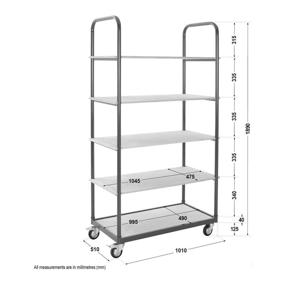 Blue Shelf Trolley With 5 Shelves - Up To 250Kg UDL