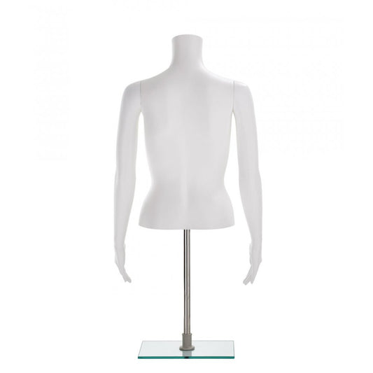 Half-Form Mannequin Top on Square Stand - Female - Matt White