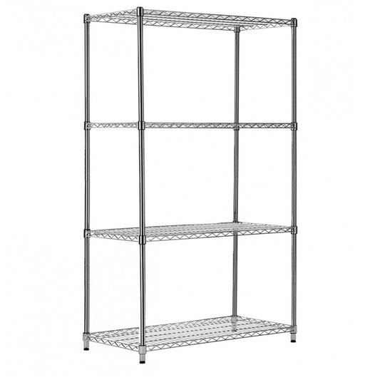 4 Tier Heavy Duty Chrome Wire Shelving Unit - H2400 x D450mm