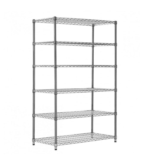 6 Tier Heavy Duty Chrome Wire Shelving Unit - H1800 x D450mm