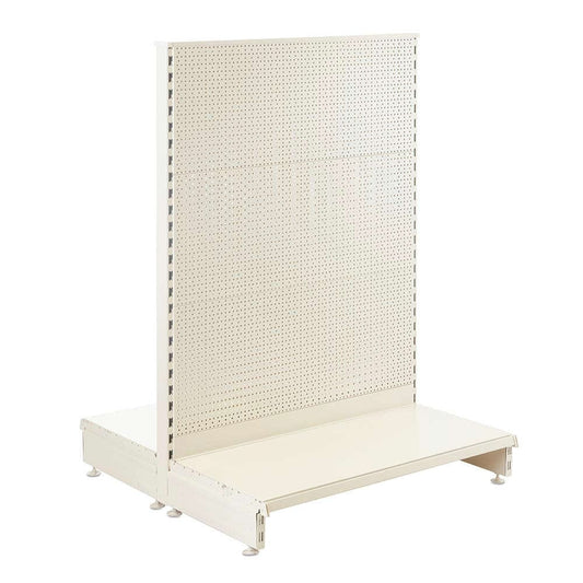 Jura White Retail Shelving Modular Gondola Unit with Perforated Back Panels - H1400 x W1000mm
