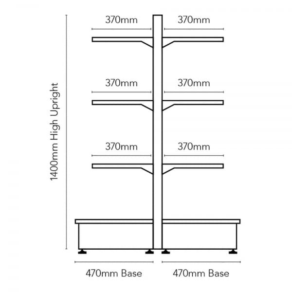 Jura White Retail Shelving Modular Gondola Unit - 6 x 370mm Shelves - H1400mm