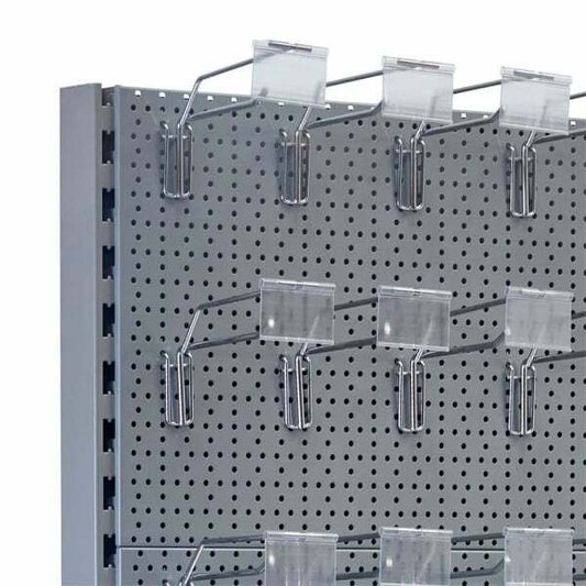 Silver Retail Shelving Wall Unit - Perforated Back Panels and Single Arms Hooks - H1800 x W1000mm