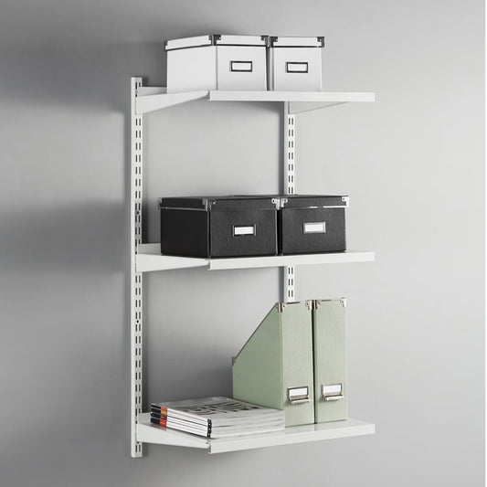 White Twin Slot Shelving Kit - H1000mm - 3 Shelves