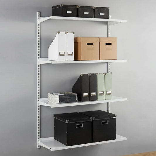 White Steel Twin Slot Shelving Kit - W1000mm - 4 Shelves