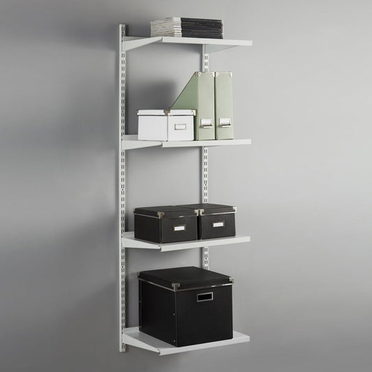 White Steel Twin Slot Shelving Kit - W500mm - 4 Shelves