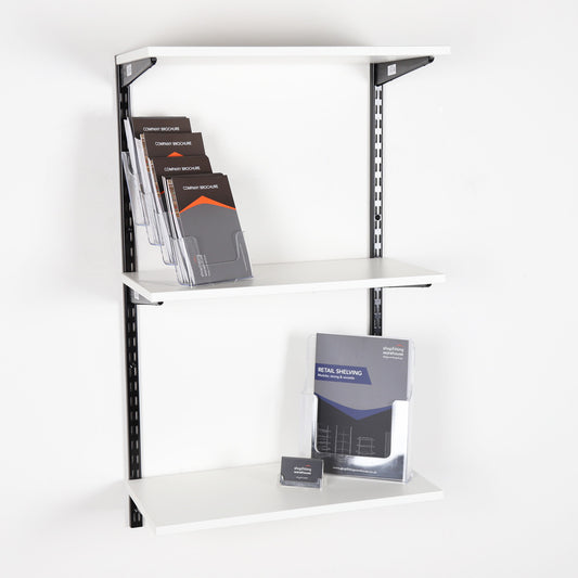 Black & White Steel Twin Slot Shelving Kit - W500mm - 3 Shelves