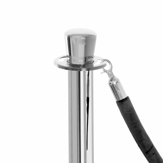 Pair of Premium Rope Barrier Posts - Polished Stainless Steel Posts with Black Velvet Rope