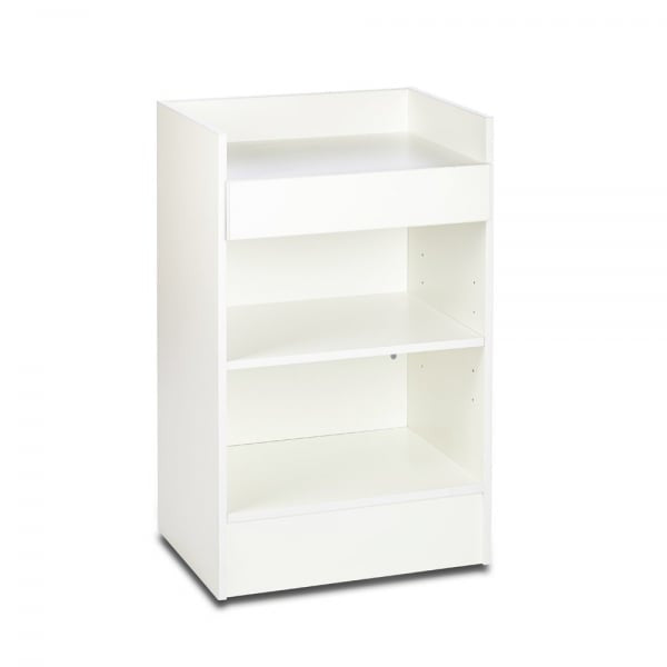 White Shop Till Stand with Shelf & Drawer - Silhouette Range