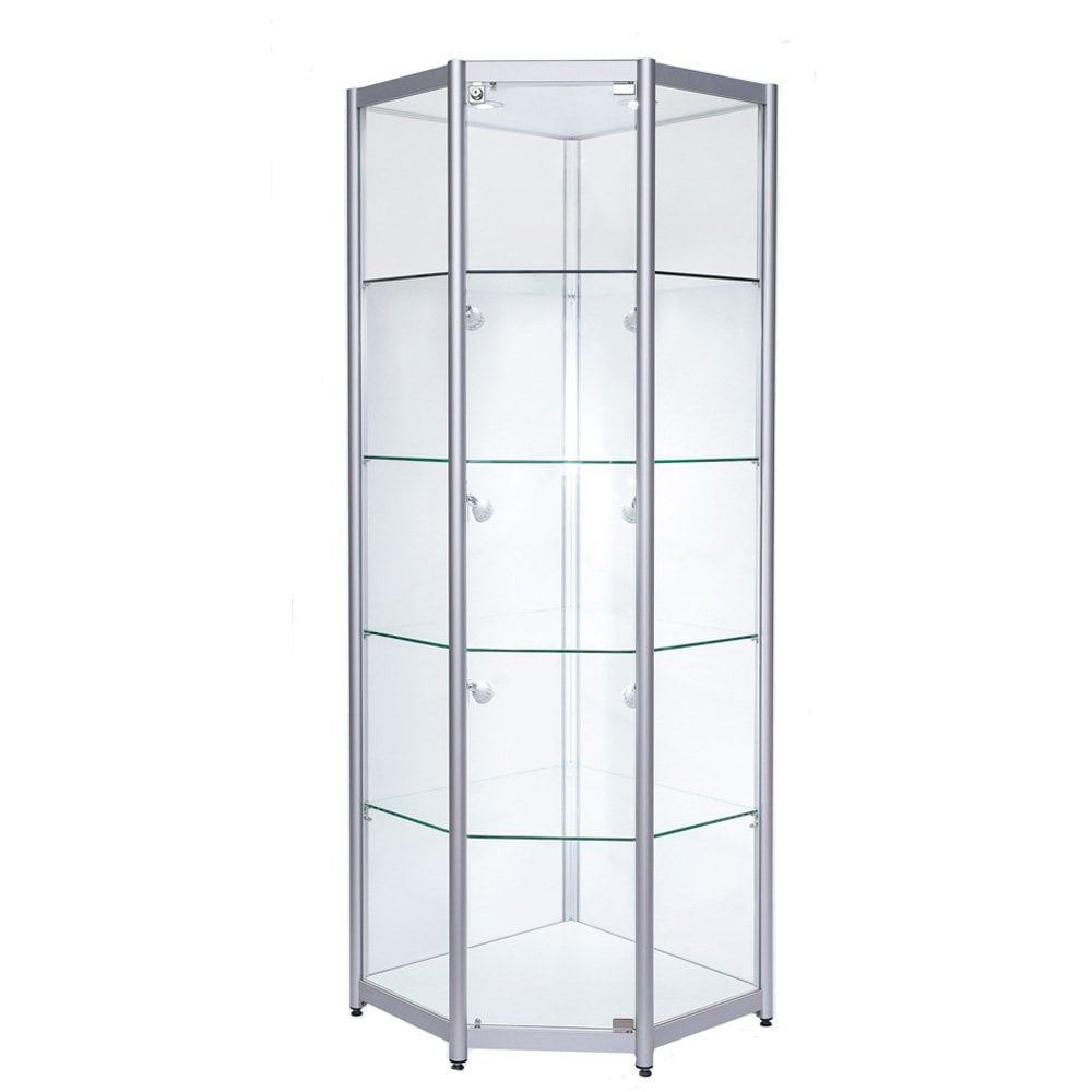 Skyline Aluminium Tower Showcase - All Glass Display - Corner Unit
