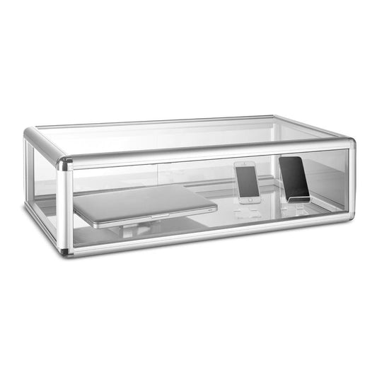 Aluminium/Glass Countertop Display Cabinet with Lock - Silver