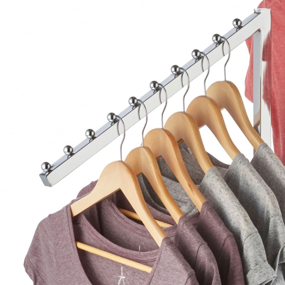 Chrome Clothes Rail Display Stand - 3 Sloping Arms
