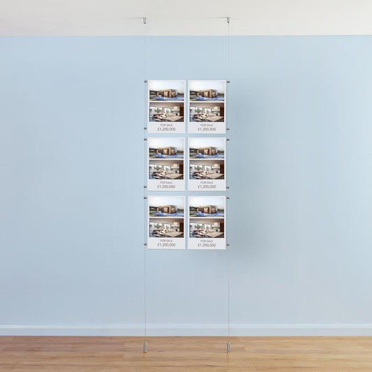 Satin Ceiling-to-Floor Cable Display Kit - A4 Portrait - Double Pocket