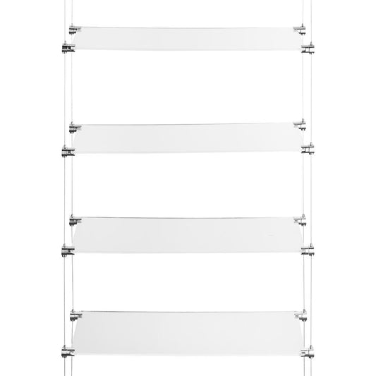 Chrome Ceiling-to-Floor Cable Shelving Kit - 4 x Shelves