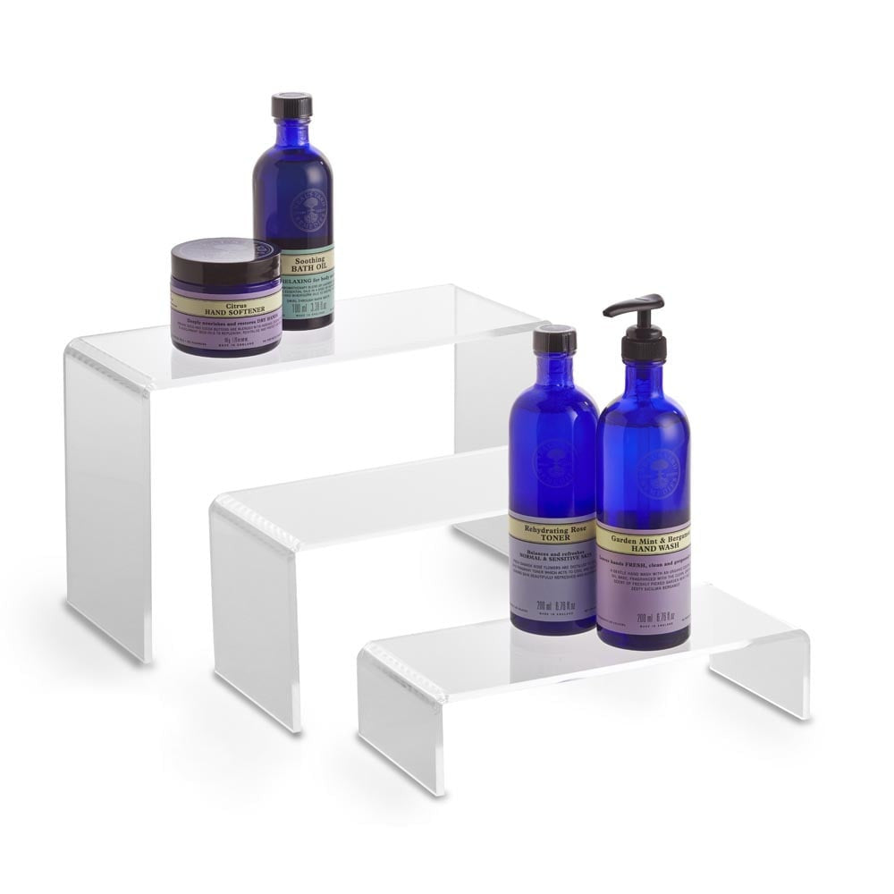 Set of 3 Clear Acrylic Display Bridges - Large- H50, 100, 150mm