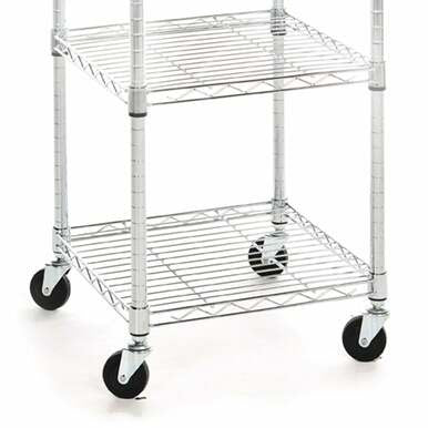4 Tier Chrome Wire Shelving Unit with Wheels - H1875 x W450 x D450mm