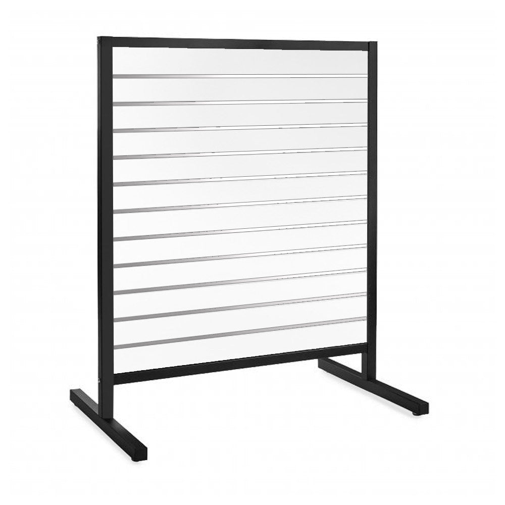 White Floor-Standing Double-Sided Slatwall Display Gondola with Aluminium Inserts