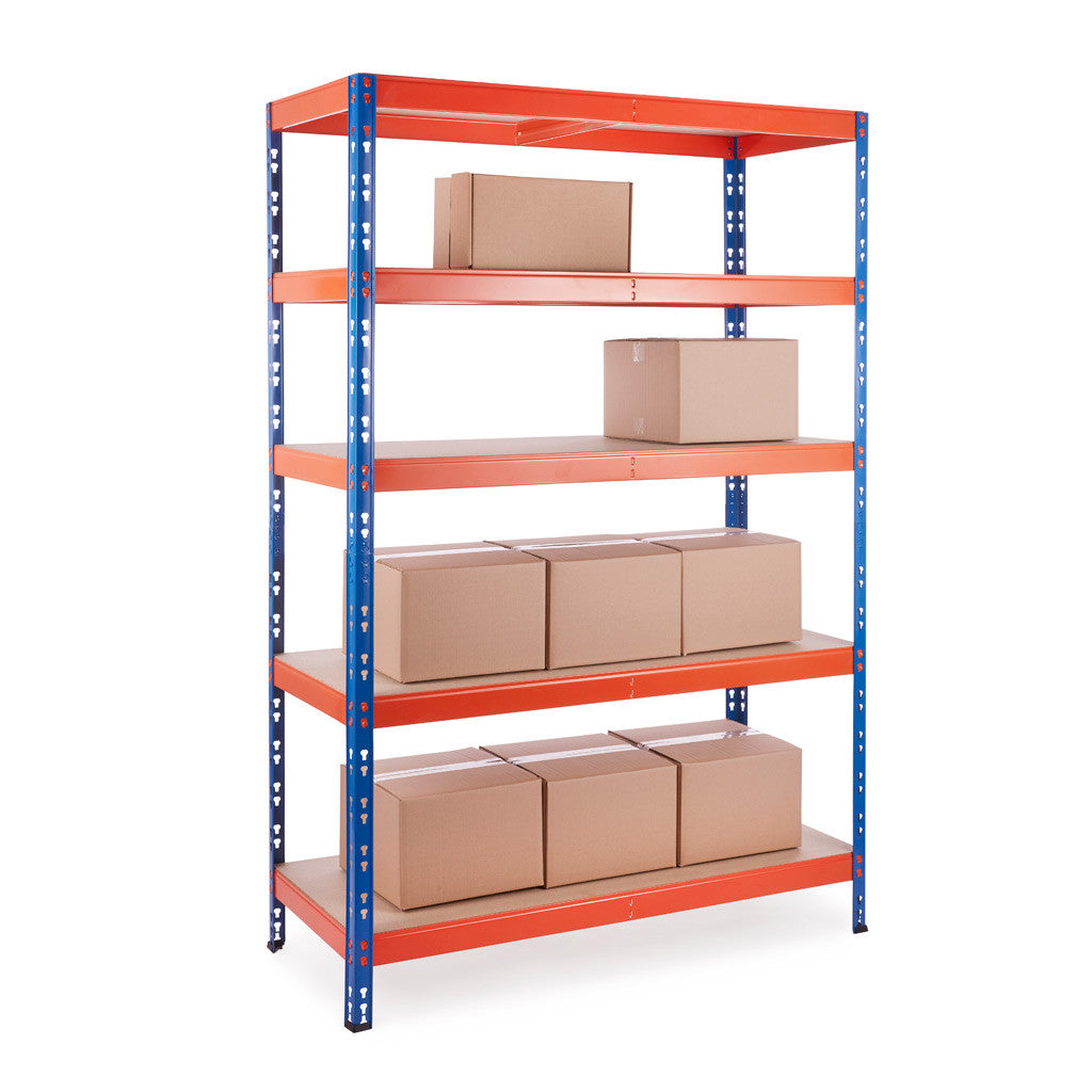 Multipurpose Freestanding Shelving Unit- Blue & Orange - 350Kg UDL/shelf - H1800 x W1200 x D500mm
