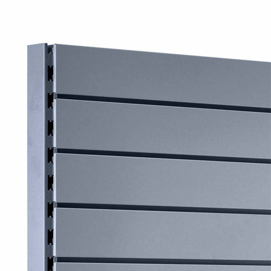 Silver Retail Shelving Modular Wall Unit - Slatwall Back Panels - W1000mm - H2100mm