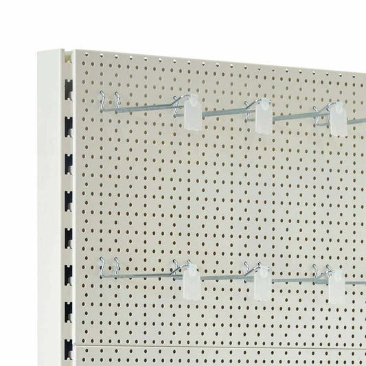 Jura White Retail Shelving Modular Unit - Perforated Back Panels - 2 Shelves and 32 Hooks - H2100mm