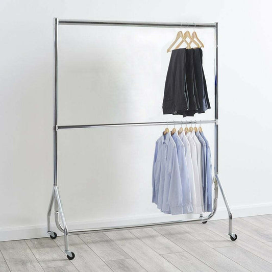 2-Tier Chrome Heavy-Duty Clothes Rail - 4ft
