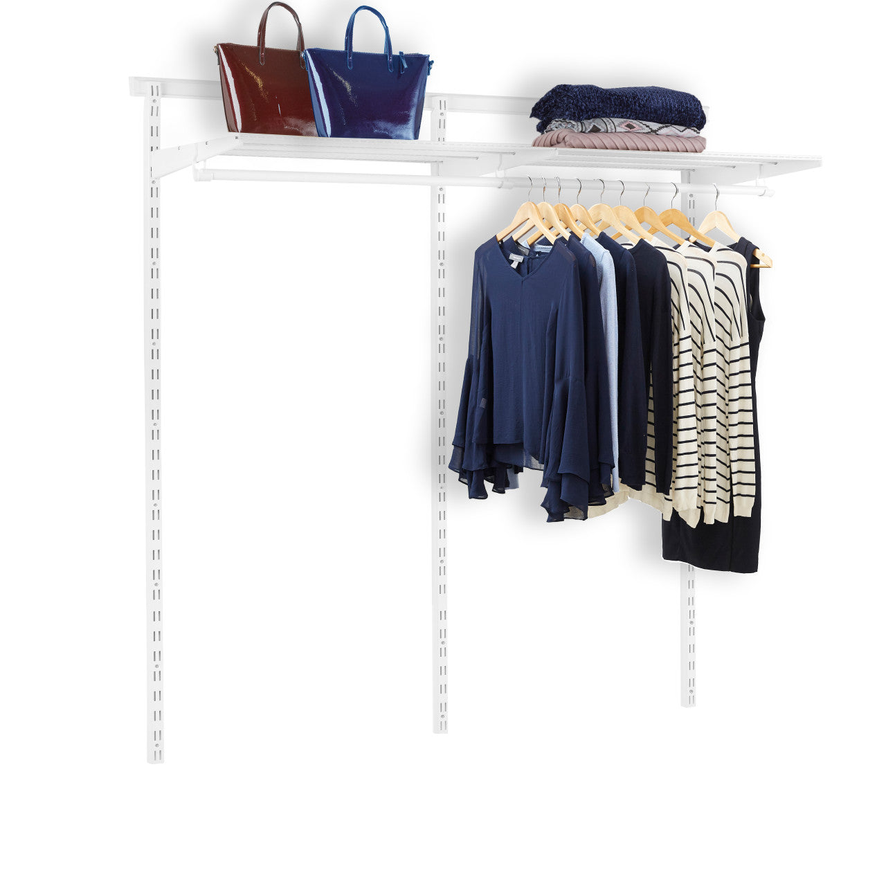 Flexx White Wire Shelf System & Clothes Rail- H1200mm