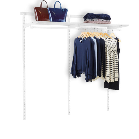 Flexx White Wire Shelf System & Clothes Rail- H2100mm